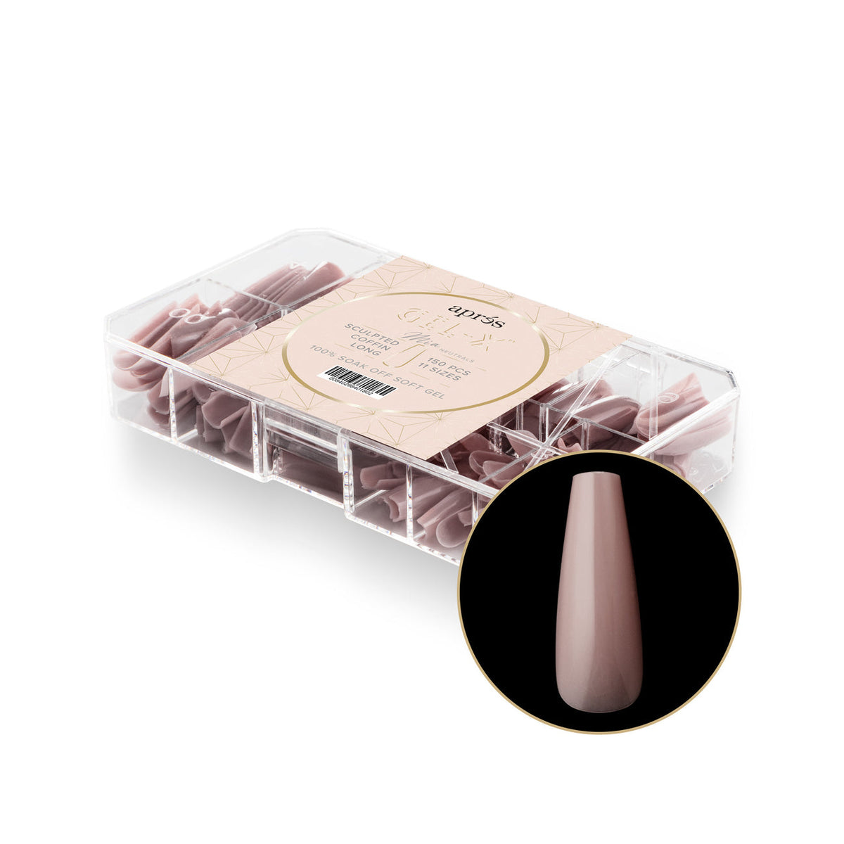 Apres - Neutrals Gel-X Tips - Mia Sculpted Coffin Long (150 pcs) - Nail Extensions - Nail Polish at Beyond Polish