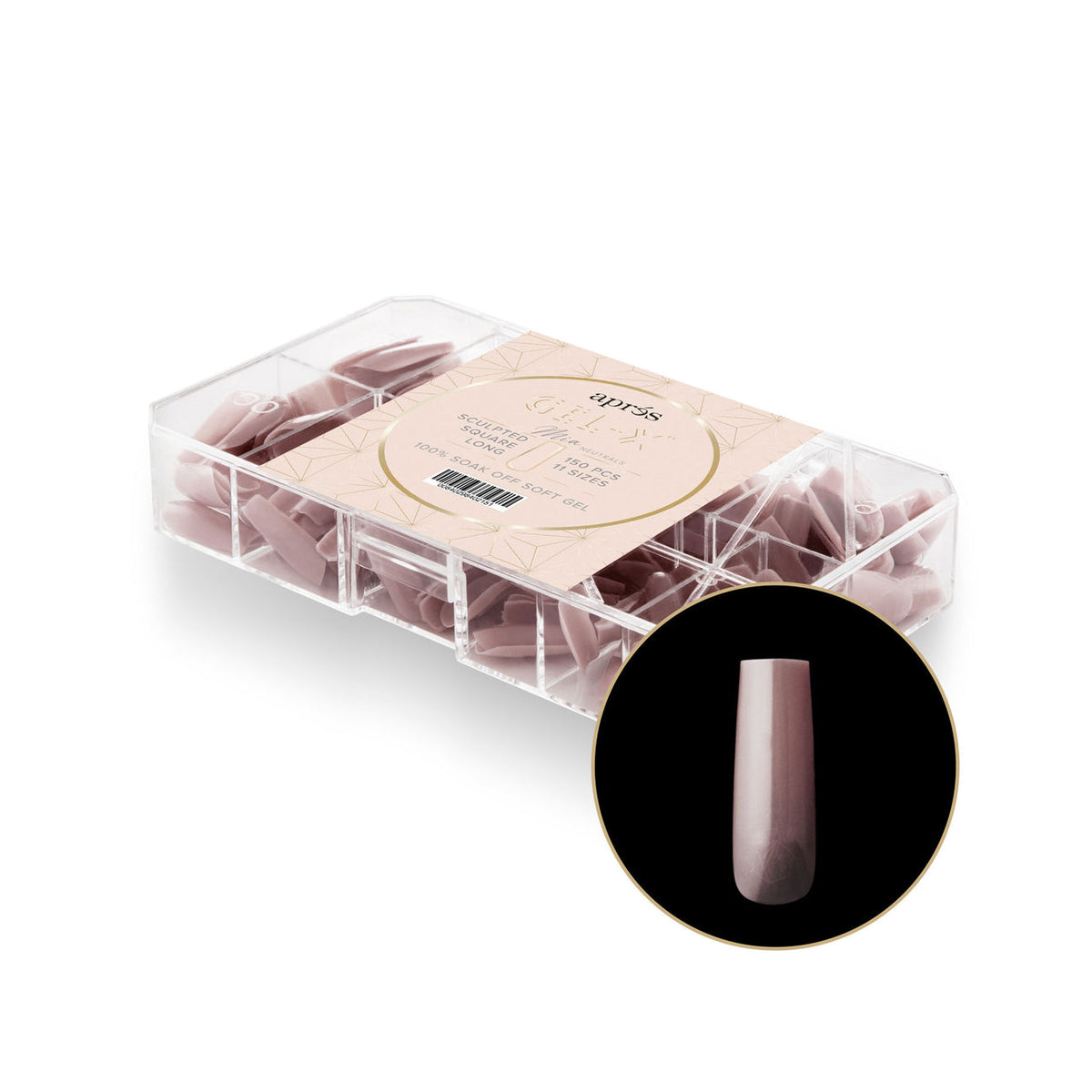 Apres - Neutrals Gel-X Tips - Mia Sculpted Square Long (150 pcs) - Nail Extensions - Nail Polish at Beyond Polish