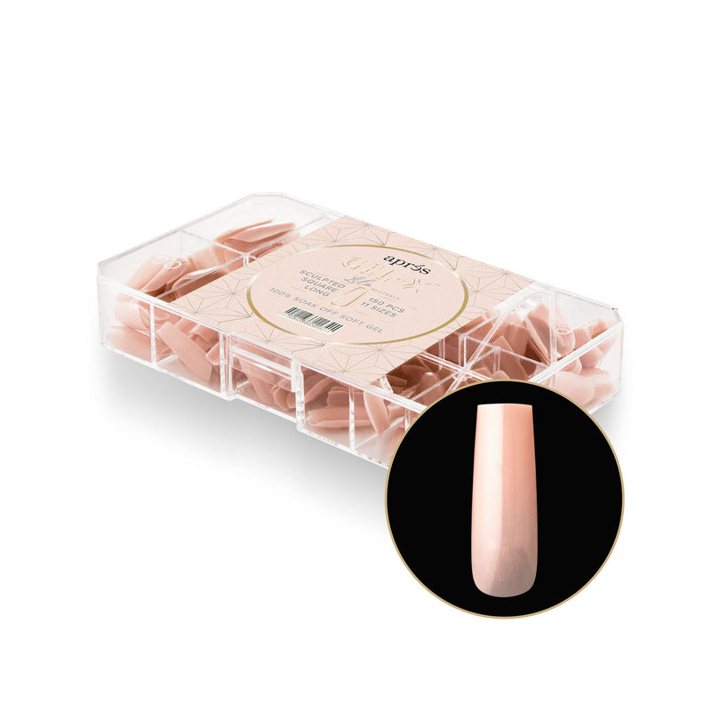 Apres - Neutrals Gel-X Tips - Lila Sculpted Square Long (150 pcs) - Nail Extensions - Nail Polish at Beyond Polish