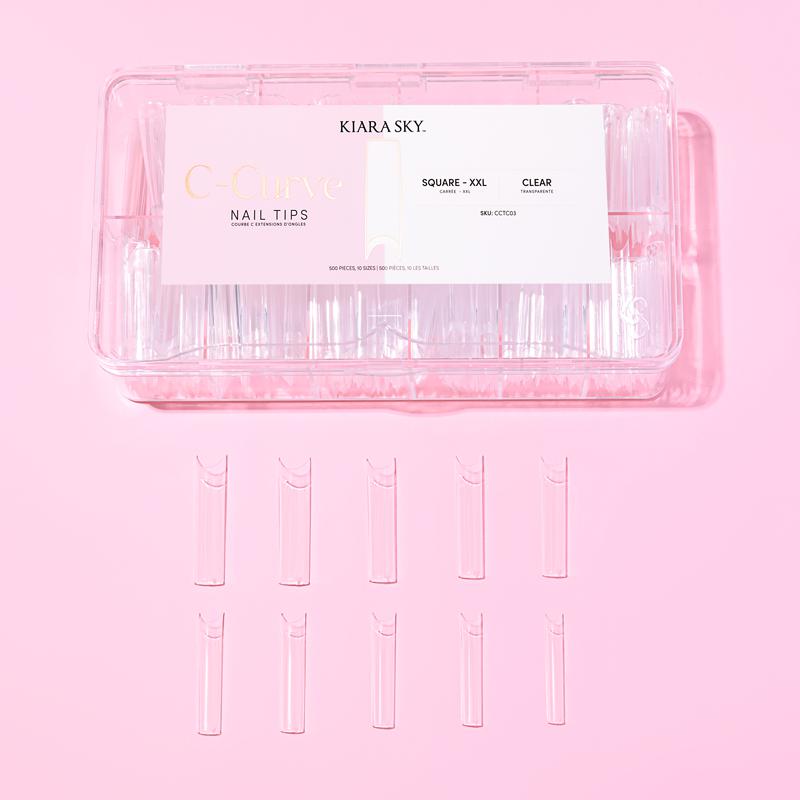 Kiara Sky - C Curve Nail Tips XXL - Square (Clear) - Nail Extensions - Nail Polish at Beyond Polish