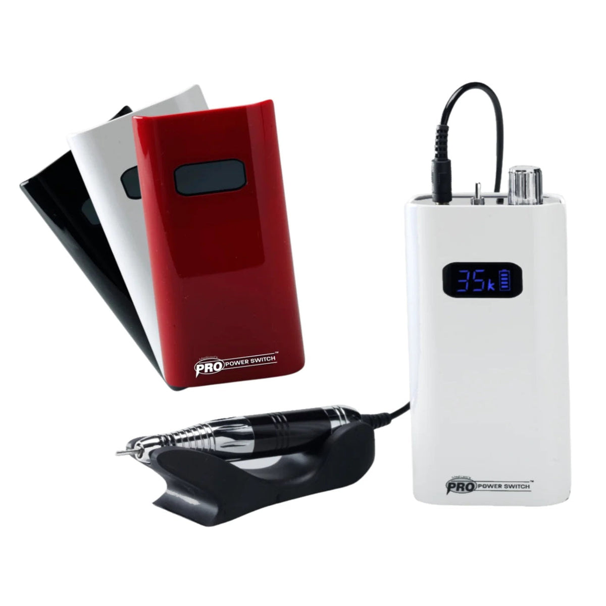 Medicool - Pro Power Switch Portable File - Red, Black & White - Manicure & Pedicure Tools - Nail Polish at Beyond Polish