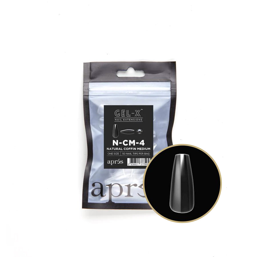apres - Gel-X Refill Bags - Natural Coffin Medium Size 4 (50 pcs) - Nail Extensions - Nail Polish at Beyond Polish