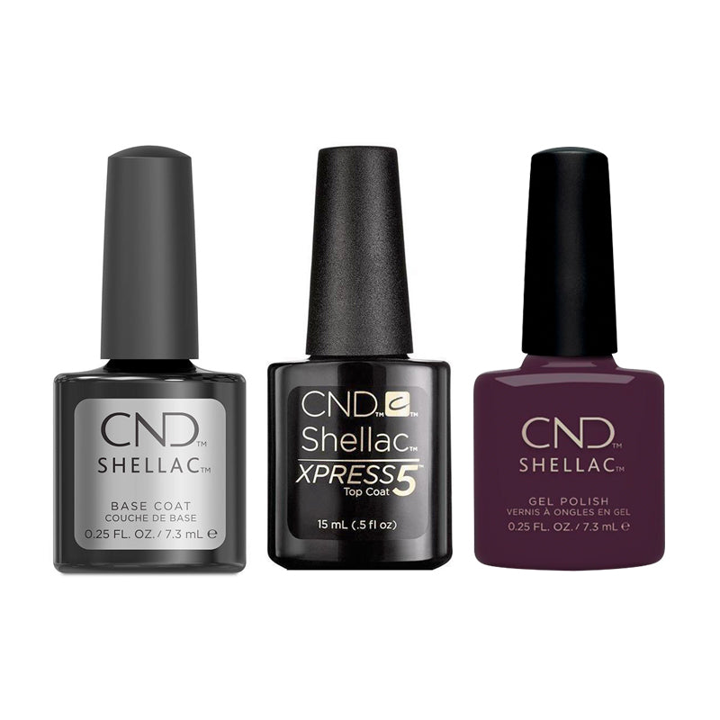 CND - Shellac Xpress5 Combo - Base, Top & Mulberry Tart (0.25 oz) - Gel Polish - Nail Polish at Beyond Polish