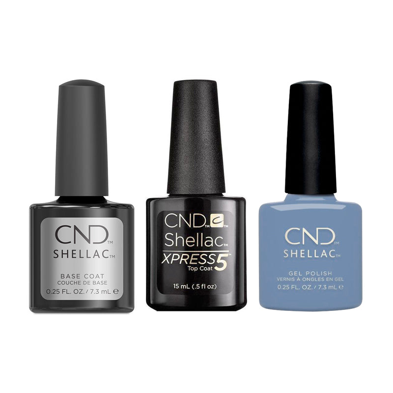 CND - Shellac Xpress5 Combo - Base, Top & Vintage Blue Jeans (0.25 oz) - Gel Polish - Nail Polish at Beyond Polish