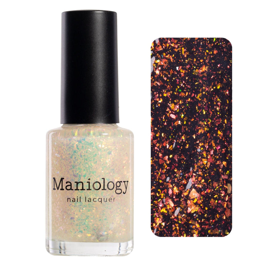 Maniology - Stamping Nail Polish - Ocean Crush: Ripple (P148) - Iridescent Orange/Gold Jelly Flakies - Nail Lacquer - Nail Polish at Beyond Polish